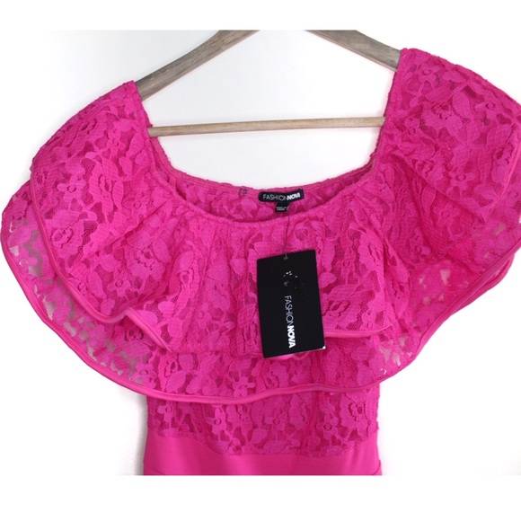 Fashion Nova NWT Layers To This Lady Wide Leg Jumpsuit - Barbie Hot Pink XS - Picture 4 of 8